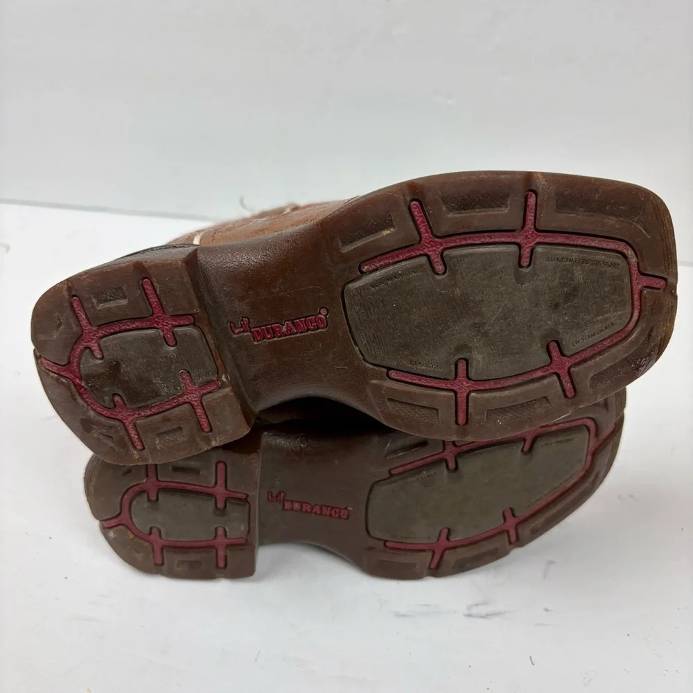 Durango Brown and Pink Western Cowboy Boots Girls size 12